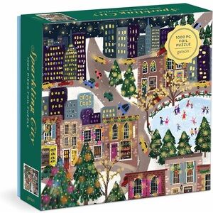 Galison Sparkling City - 1000 Piece Foil Puzzle with Colorful Merriments